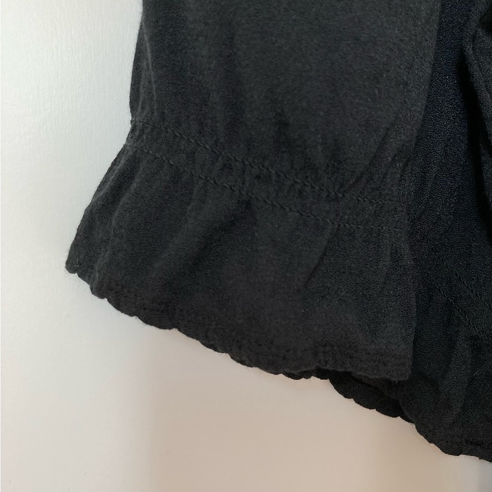 Wilfred Poppins Black Collared Button-Up Puff Sleeve Mini Dress - Picture 8 of 11